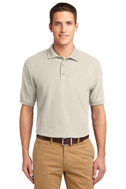 Front View of Light Stone Port Authority Silk Touch Polo K500 plain