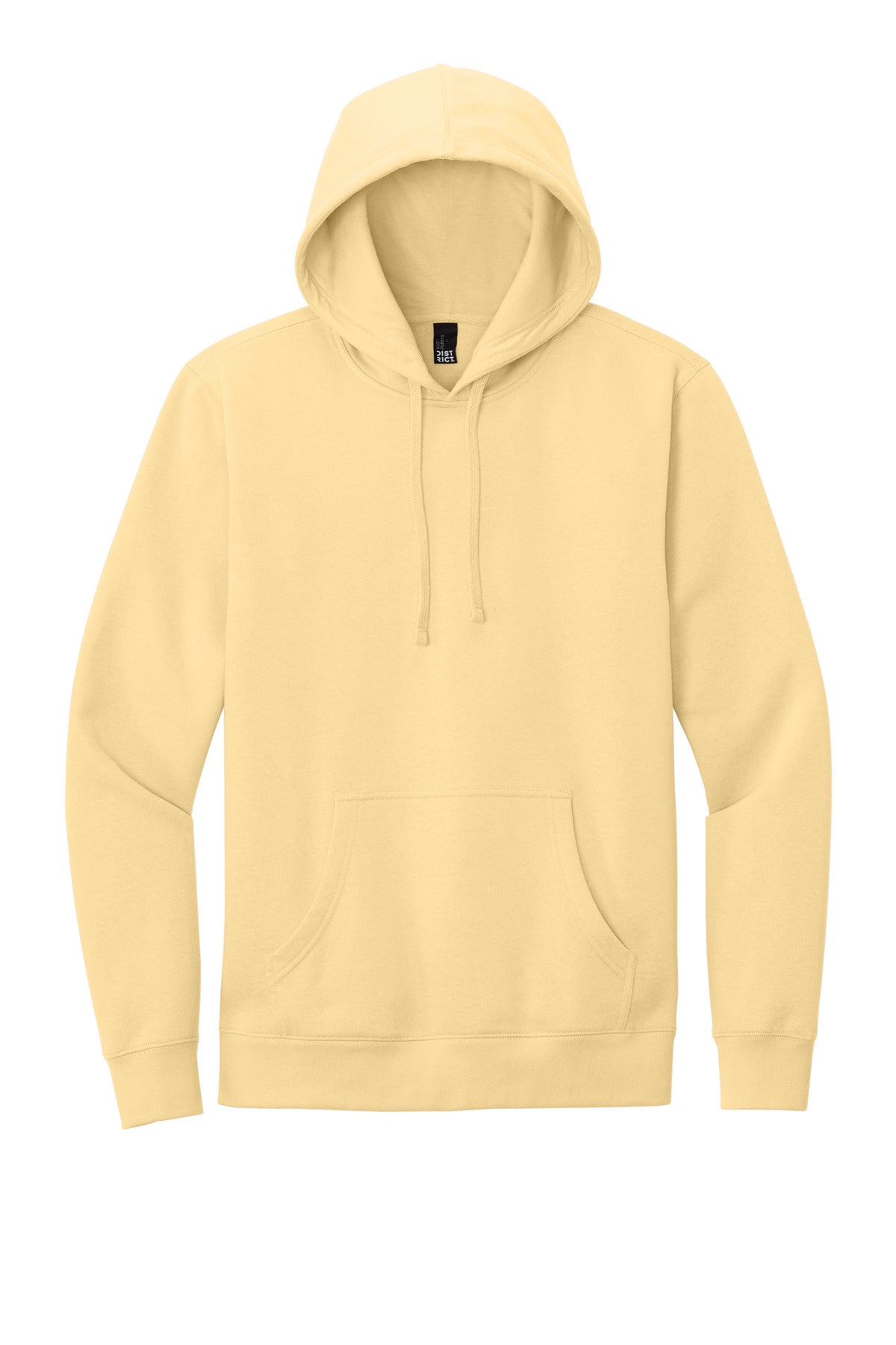 Front View of Light Yellow District V.I.T. Fleece Hoodie DT6100 plain