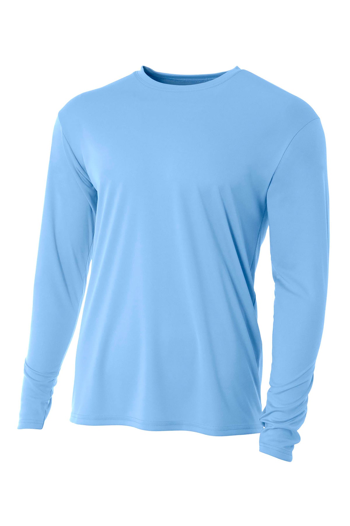 Front View of LightBlue A4 Cooling Performance Long Sleeve Tee A4N3165 plain