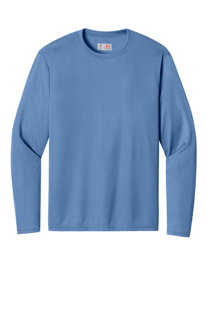 Front View of LightBlue A4 Cooling Performance Long Sleeve Tee A4N3165 plain