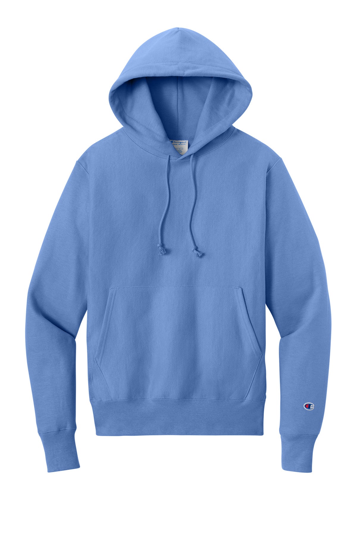 Front View of LightBlue Champion Reverse Weave Hooded Sweatshirt S101 plain