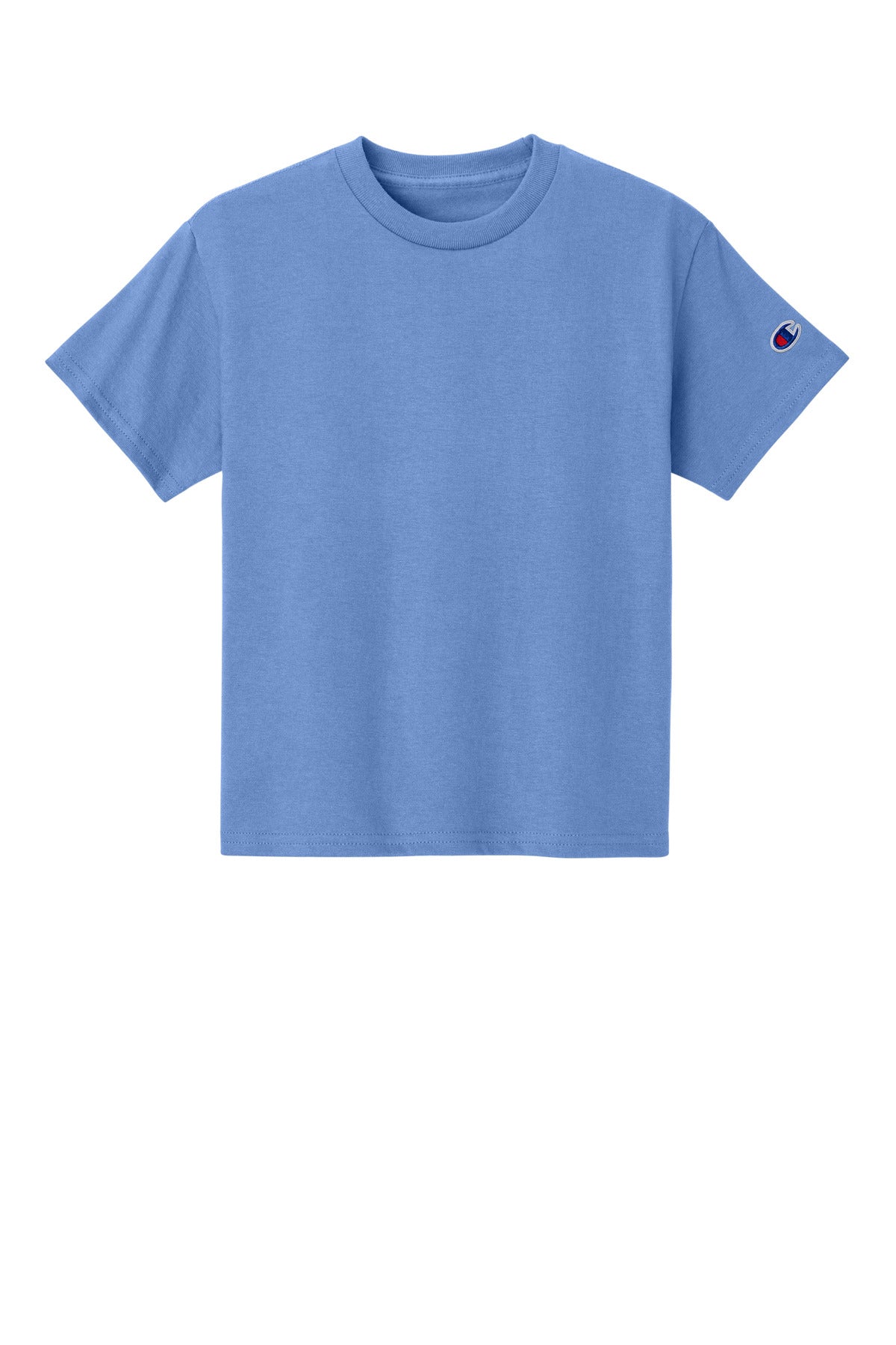 Front View of LightBlue Champion Youth Jersey Short Sleeve Tee CH1081 plain