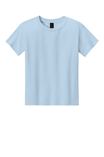Front View of LightBlue Gildan Youth Light Cotton Tee 3000B plain