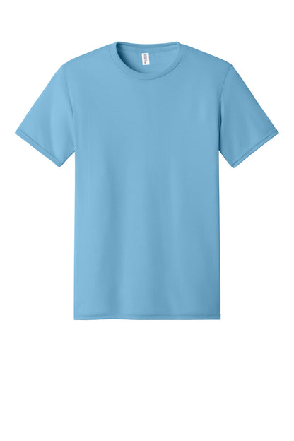 Front View of LightBlue Jerzees Dri-Power 100% Polyester T-Shirt. 21M plain