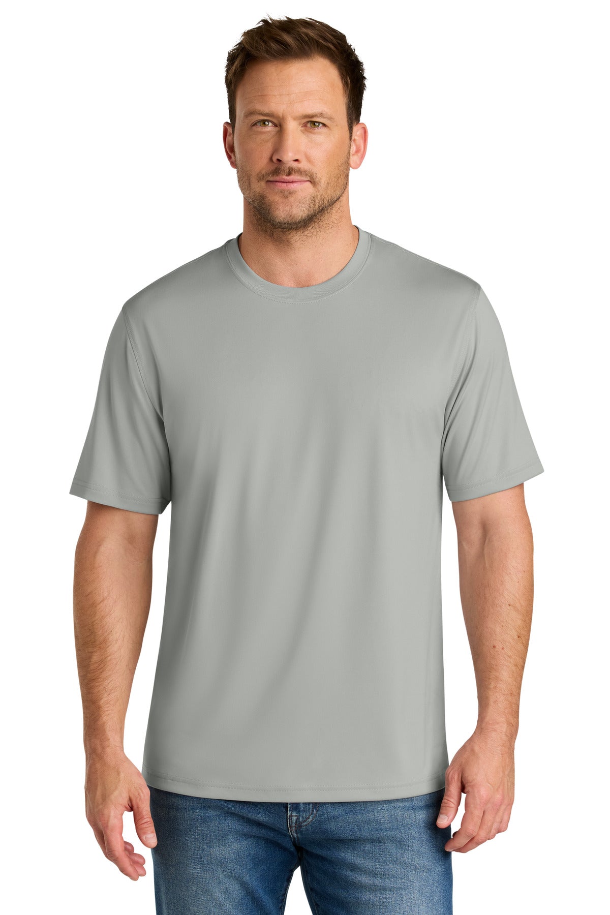Front View of LightGrey CornerStone Workwear Pro Short Sleeve Tee CS440 plain