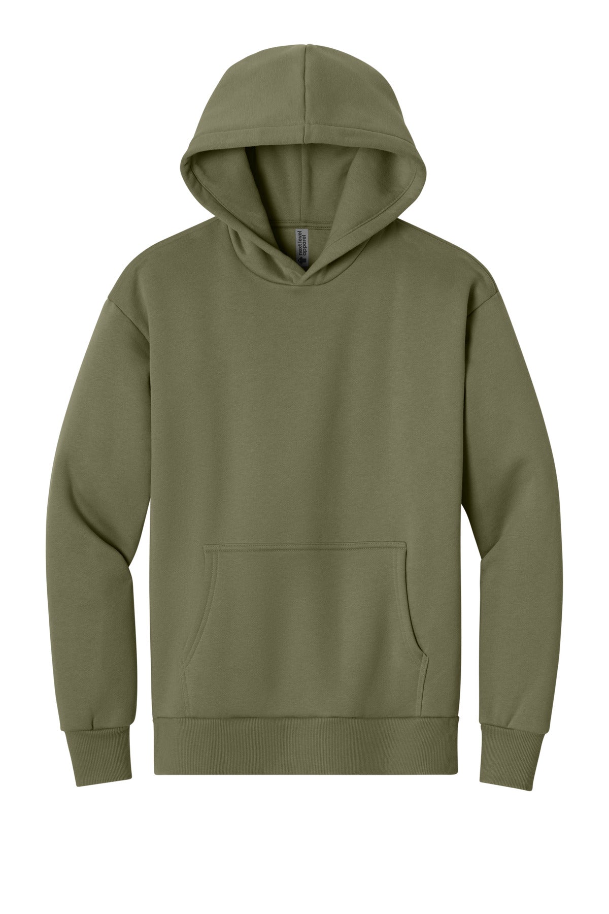 Front View of LightOlive Next Level Apparel Heavyweight Hoodie NL9307 plain