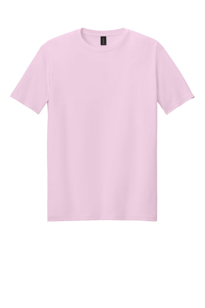 Front View of LightPink Gildan Softstyle T-Shirt. 64000 plain