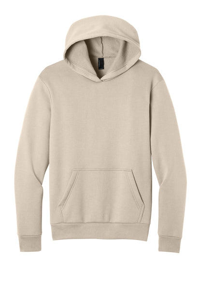 Front View of LightSand Port & Co Easy Fleece Pullover Hooded Sweatshirt PC68H plain