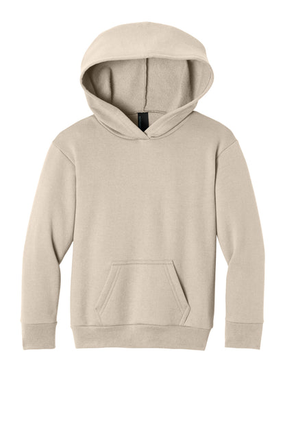 Front View of LightSand Port & Co Youth Easy Fleece Pullover Hooded Sweatshirt PC68YH plain