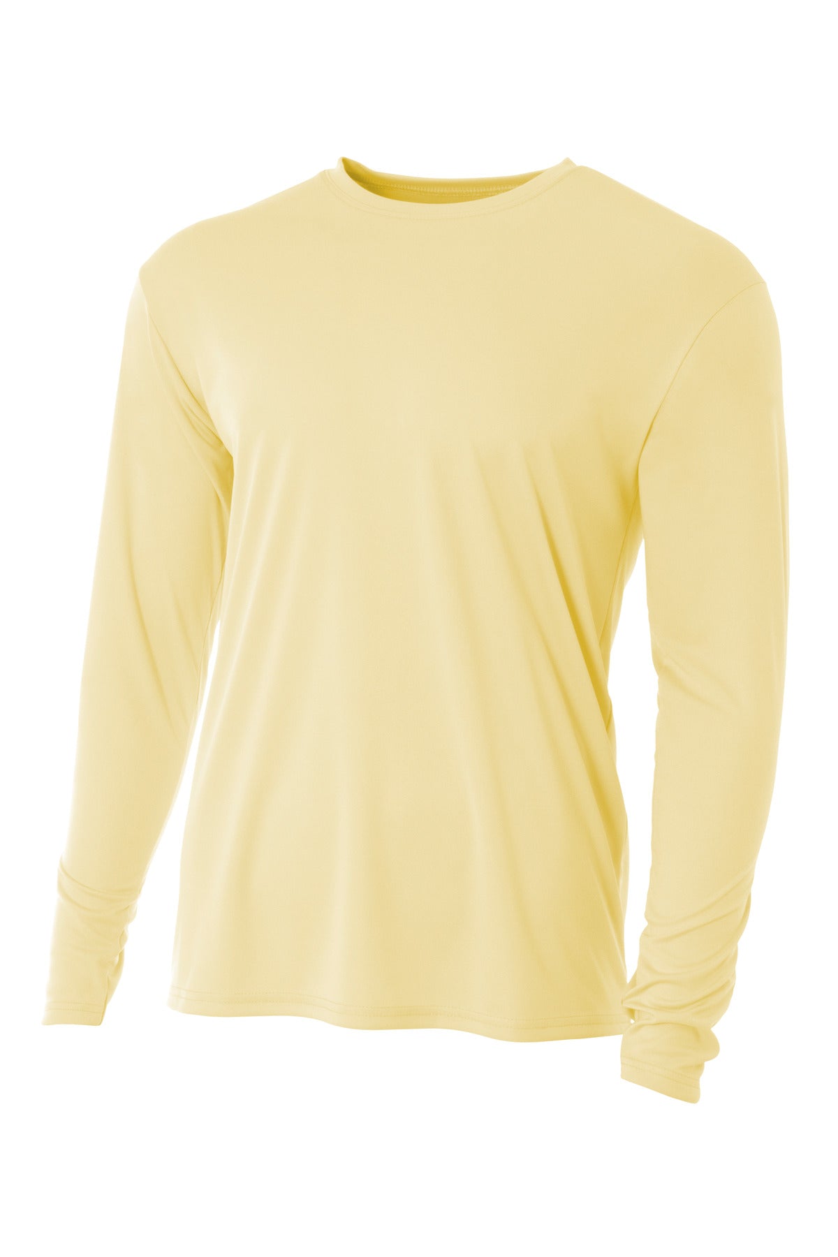 Front View of LightYllw A4 Cooling Performance Long Sleeve Tee A4N3165 plain