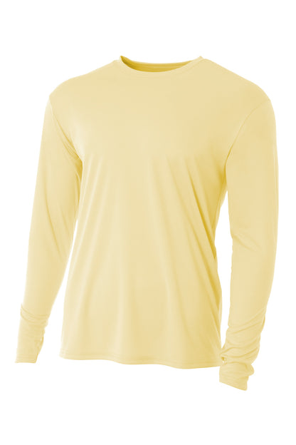 Front View of LightYllw A4 Cooling Performance Long Sleeve Tee A4N3165 plain