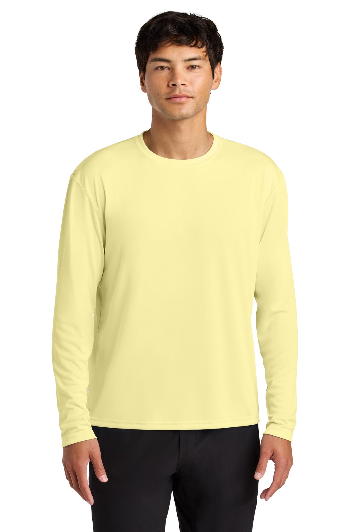 Front View of LightYllw A4 Cooling Performance Long Sleeve Tee A4N3165 plain