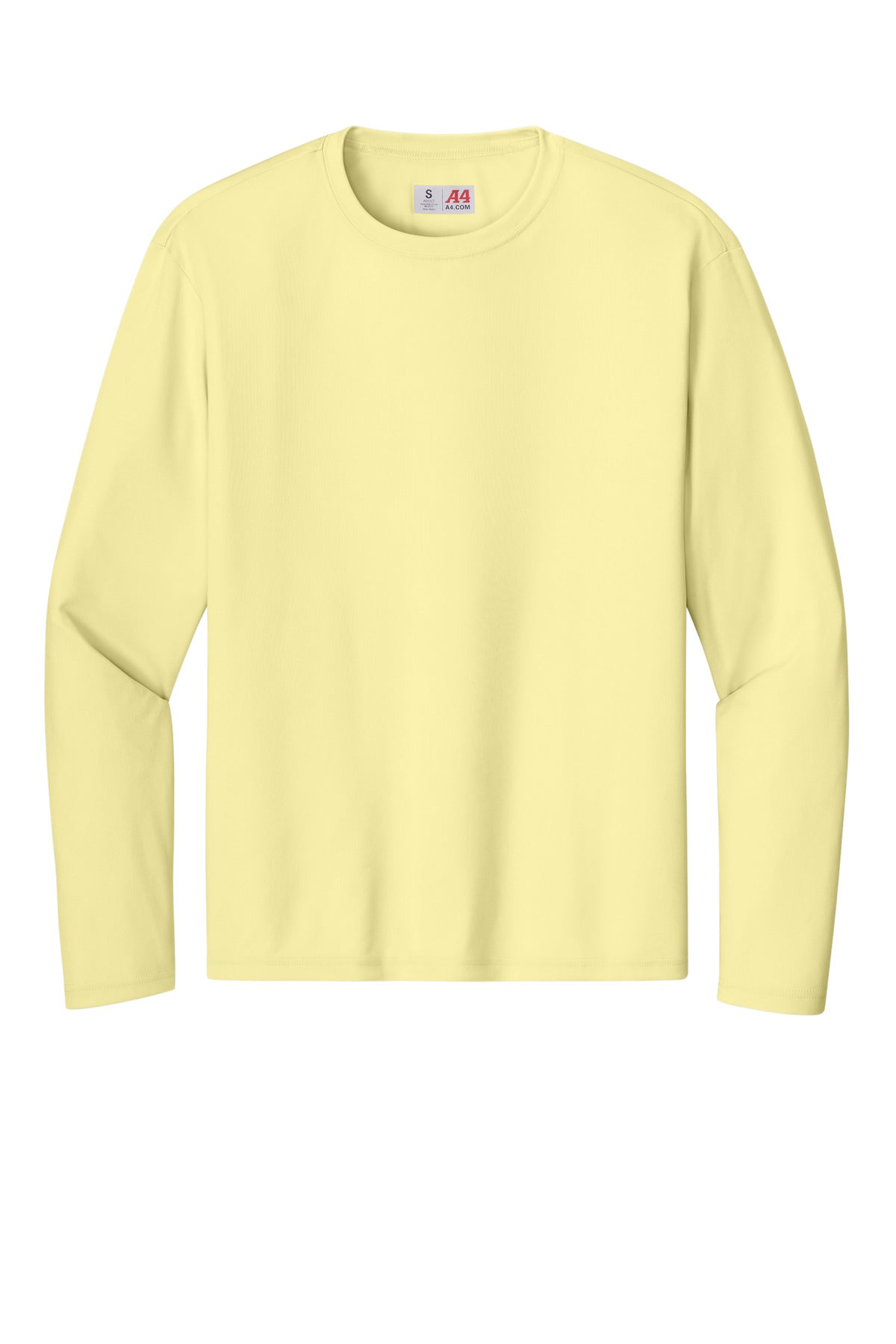 Front View of LightYllw A4 Cooling Performance Long Sleeve Tee A4N3165 plain