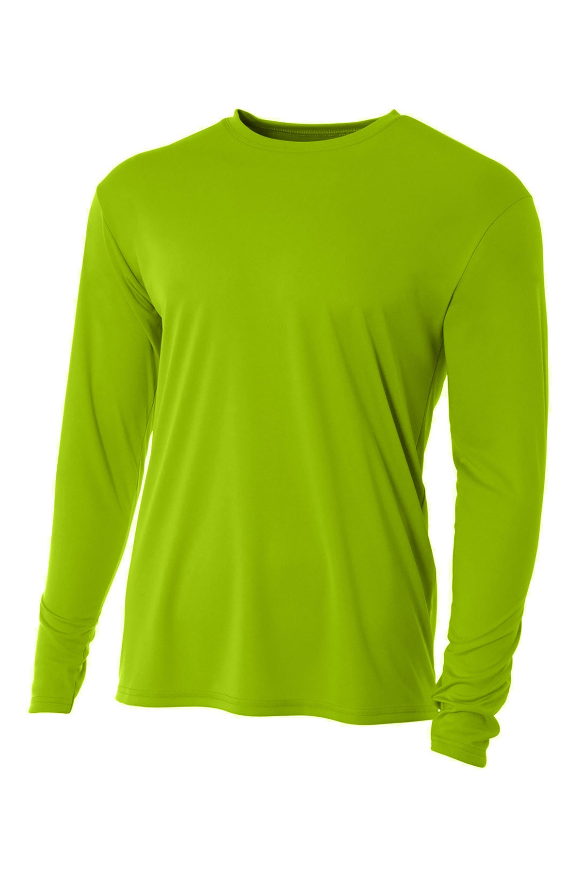 Front View of Lime A4 Cooling Performance Long Sleeve Tee A4N3165 plain