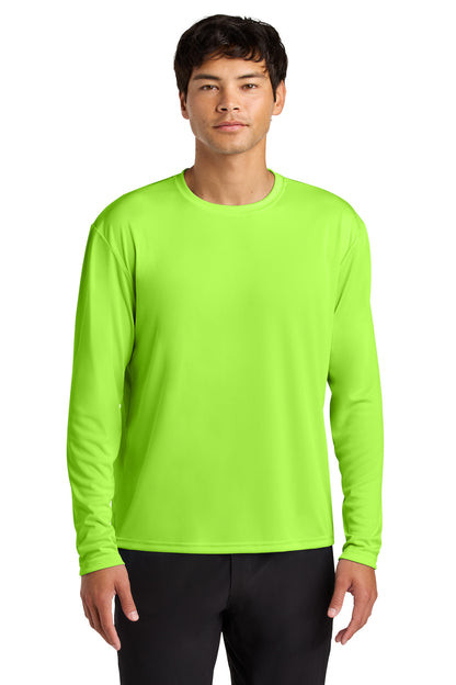 Front View of Lime A4 Cooling Performance Long Sleeve Tee A4N3165 plain