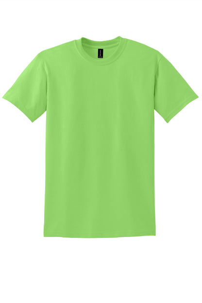 Front View of Lime Gildan DryBlend 50 Cotton/50 Poly T-Shirt. 8000 plain