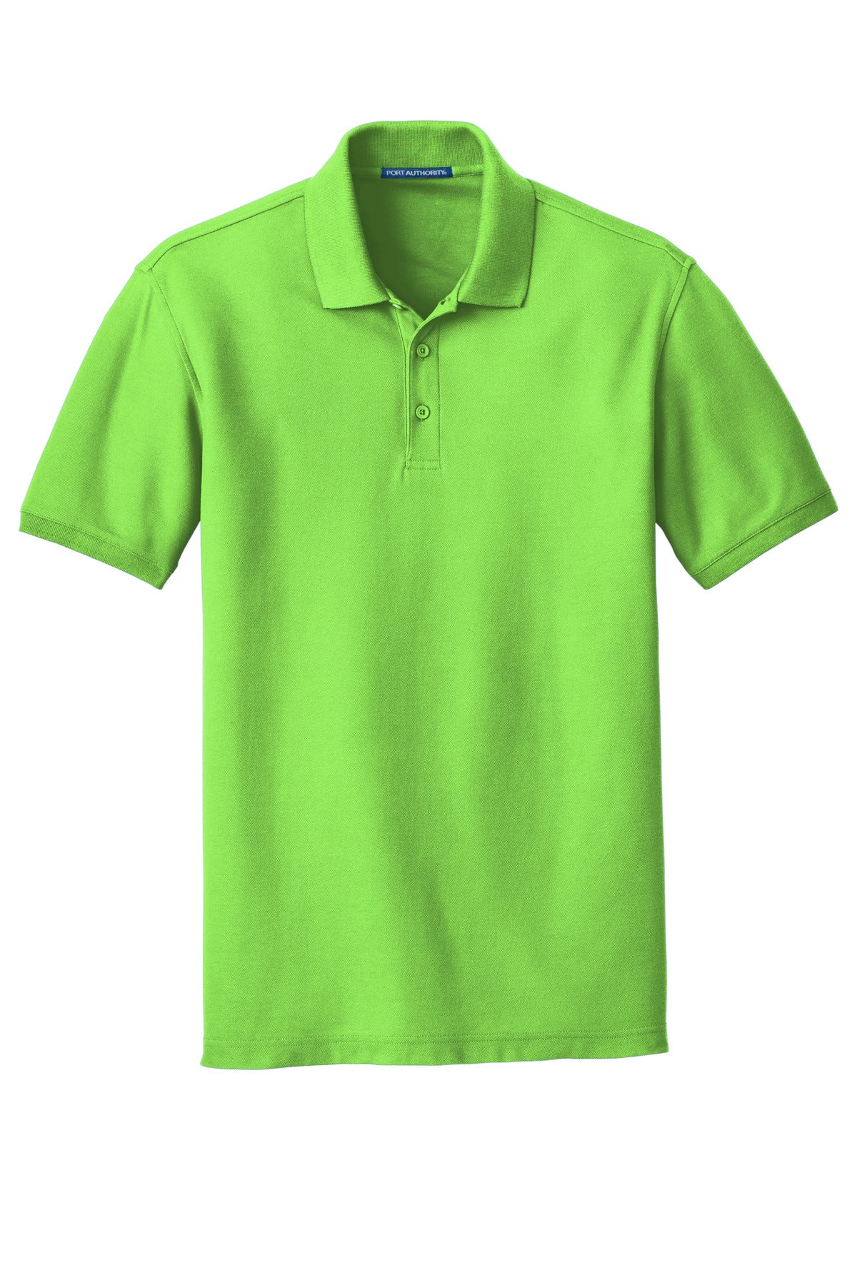 Front View of Lime Port Authority Core Classic Pique Polo. K100 plain