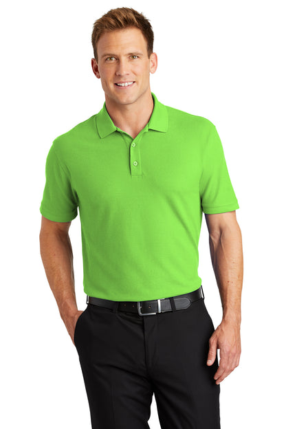 Front View of Lime Port Authority Core Classic Pique Polo. K100 plain
