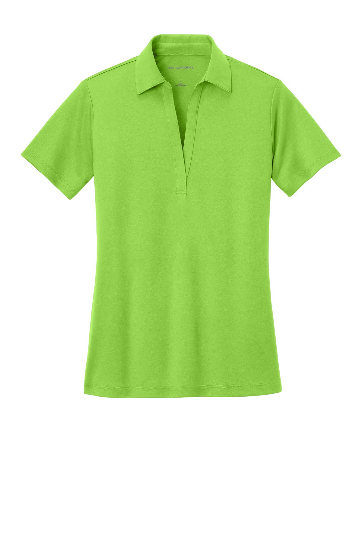 Front View of Lime Port Authority Women's Silk Touch Performance Polo. L540 plain