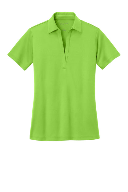 Front View of Lime Port Authority Women's Silk Touch Performance Polo. L540 plain