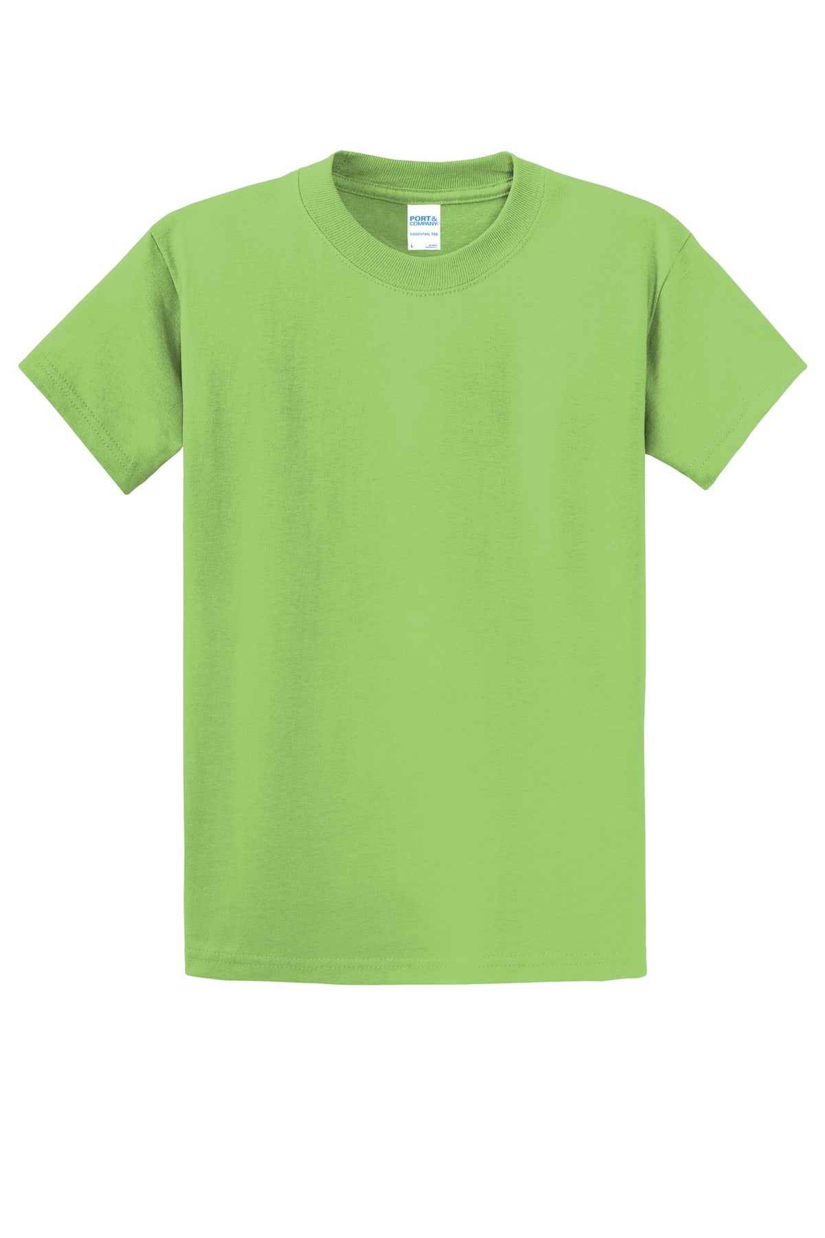 Front View of Lime Port & Co Essential Tee. PC61 plain