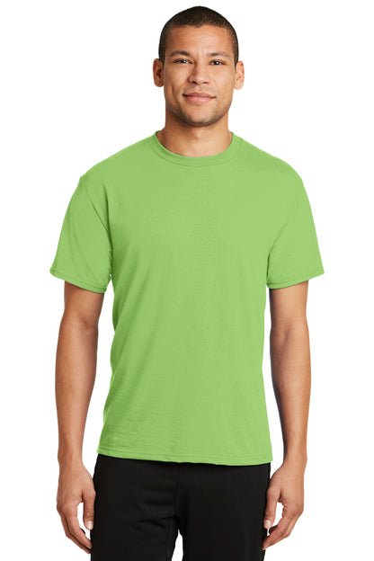Front View of Lime Port & Co Performance Blend Tee. PC381 plain