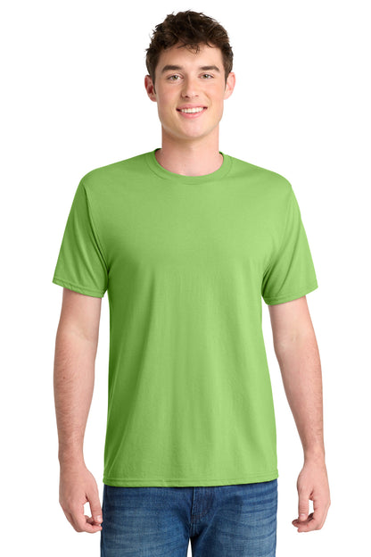 Front View of Lime Port & Co Performance Blend Tee. PC381 plain