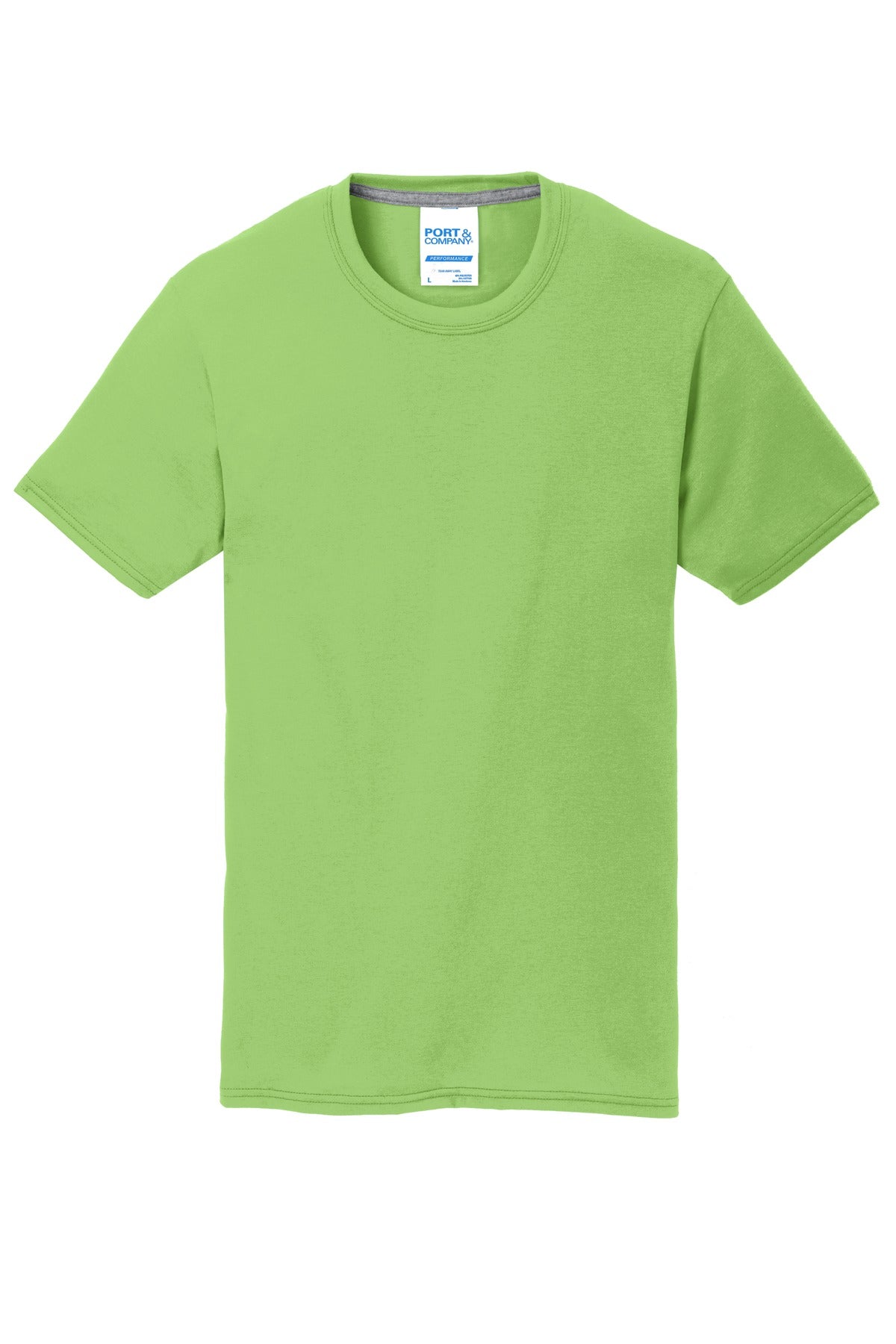 Front View of Lime Port & Co Performance Blend Tee. PC381 plain