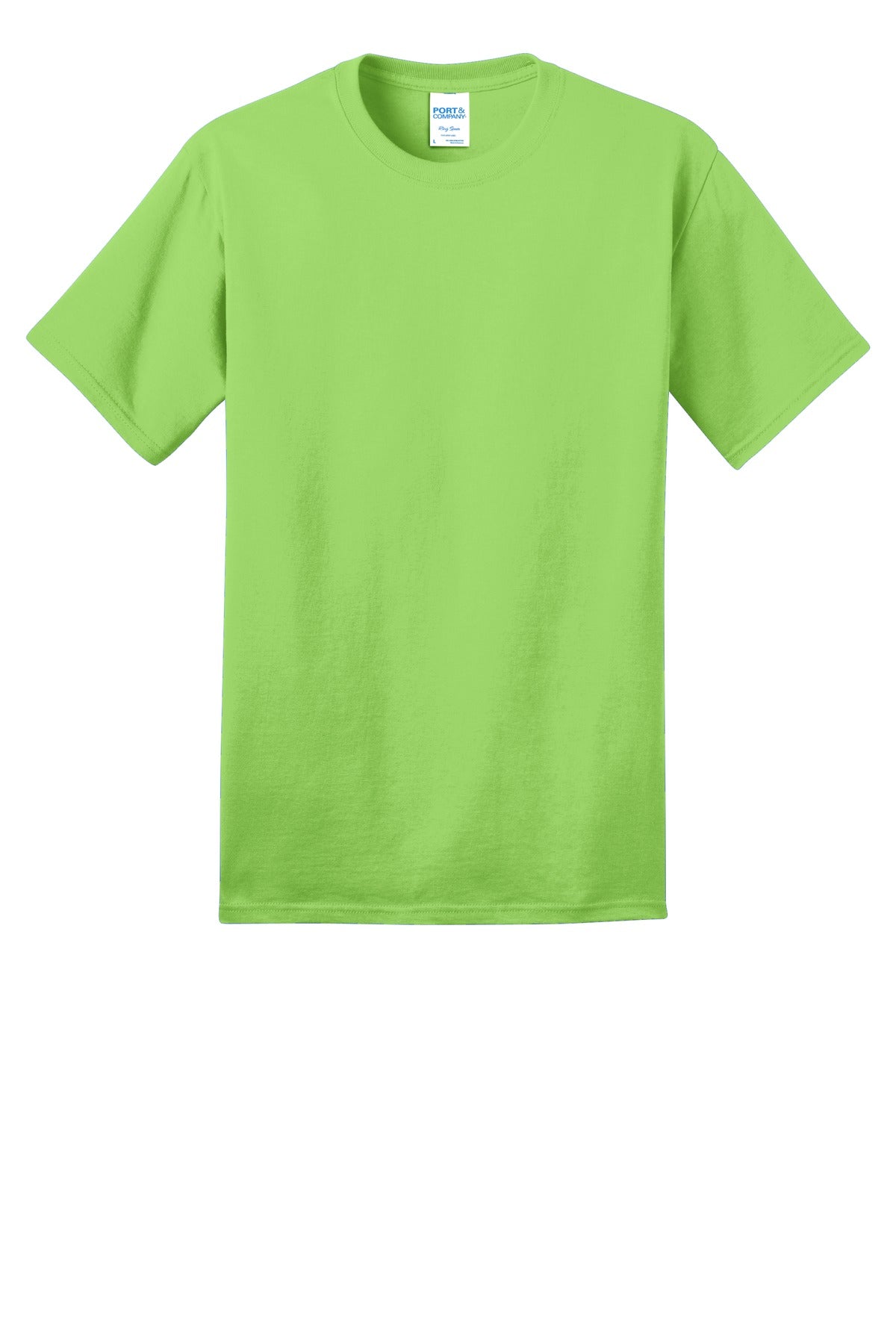 Front View of Lime Port & Co Ring Spun Cotton Tee. PC150 plain