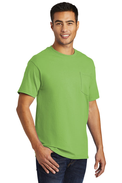 Front View of Lime Port & Co Tall Essential Pocket Tee. PC61PT plain