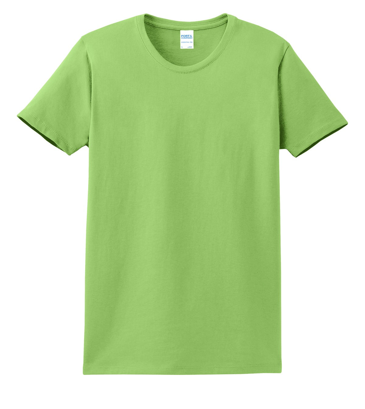 Front View of Lime Port & Co Women's Essential Tee. LPC61 plain
