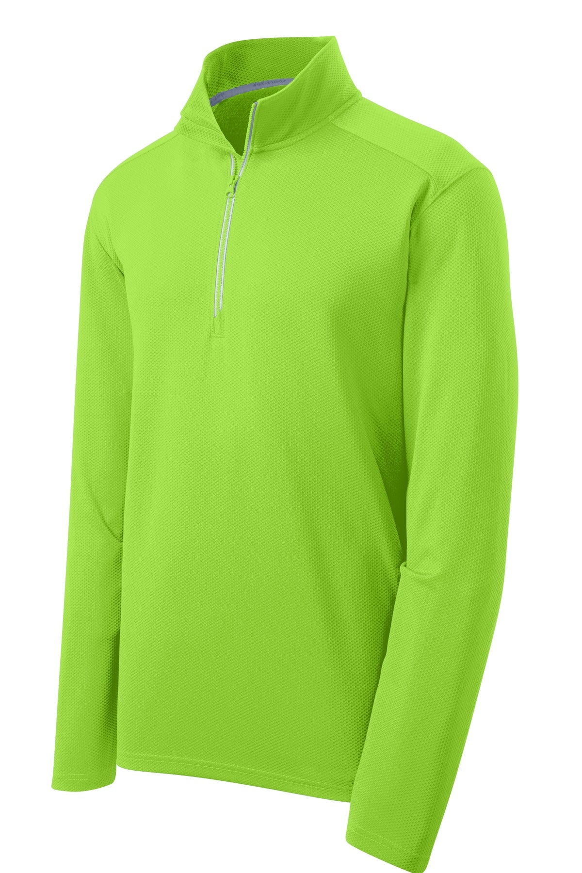 Front View of Lime Shock Sport-Tek Sport-Wick Textured 1/4-Zip Pullover. ST860 plain