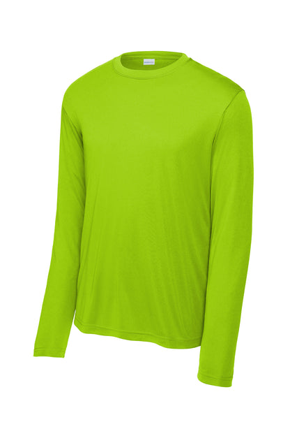 Front View of Lime Shock Sport-Tek Tall Long Sleeve PosiCharge Competitor Tee. TST350LS plain