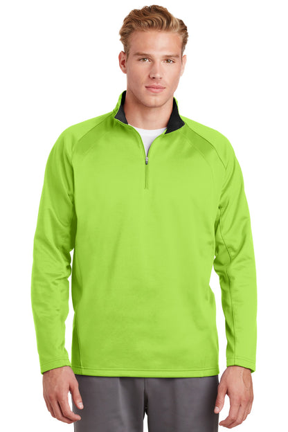 Front View of Lime Shock/Blk Sport-Tek Sport-Wick Fleece 1/4-Zip Pullover. F243 plain