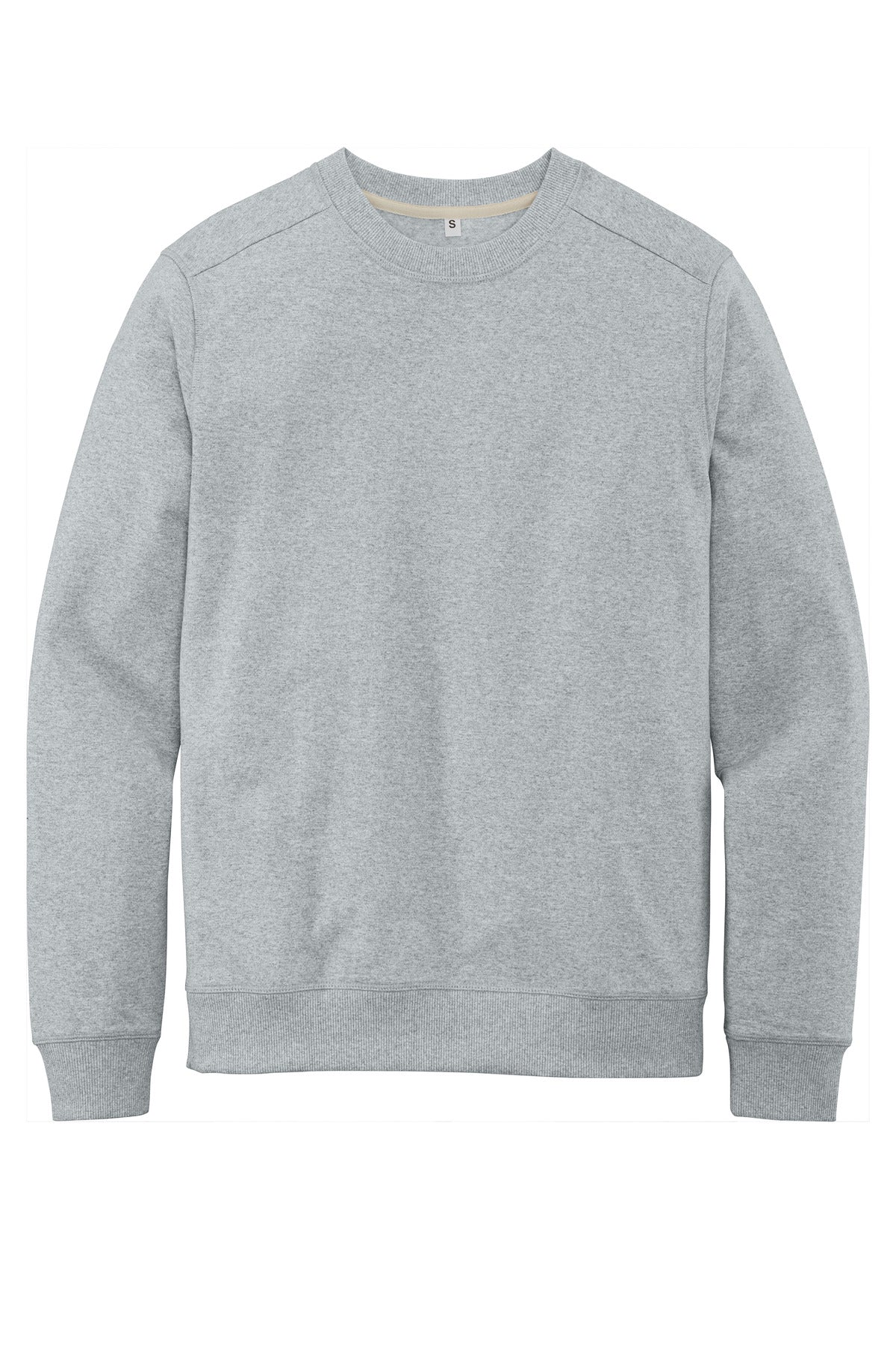 Front View of Lt Hthr Grey District Re-Fleece Crew DT8104 plain