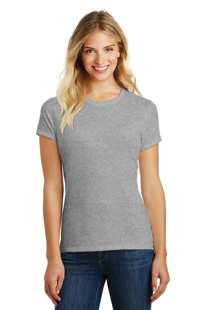 Front View of Lt Hthr Grey District Women's Perfect Blend CVC Tee. DM108L plain