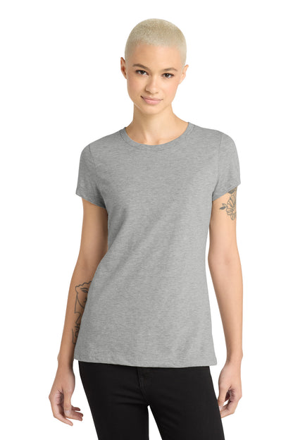 Front View of Lt Hthr Grey District Women's Perfect Blend CVC Tee. DM108L plain