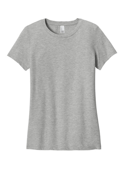 Front View of Lt Hthr Grey District Women's Perfect Blend CVC Tee. DM108L plain