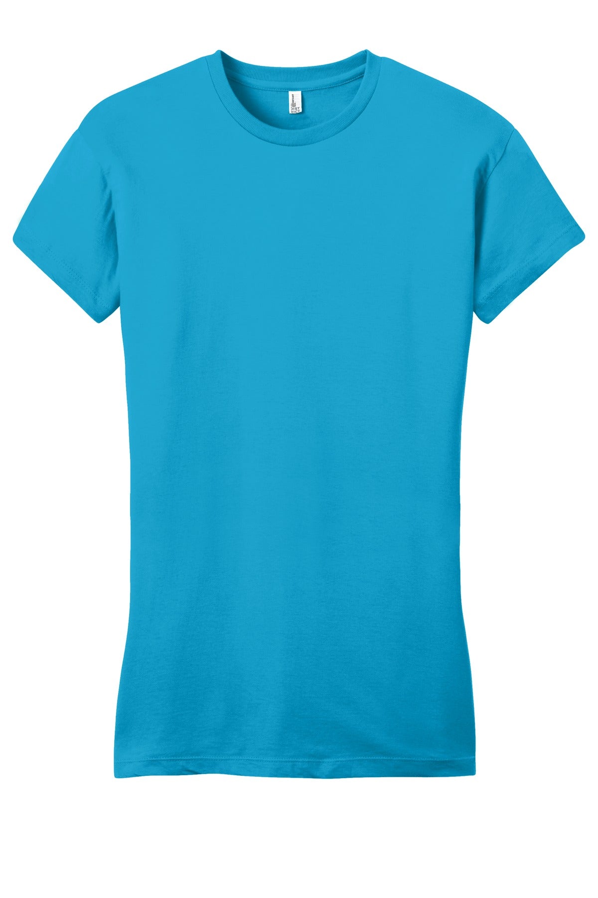 Front View of Lt Turquoise District Women's Fitted Very Important Tee . DT6001 plain