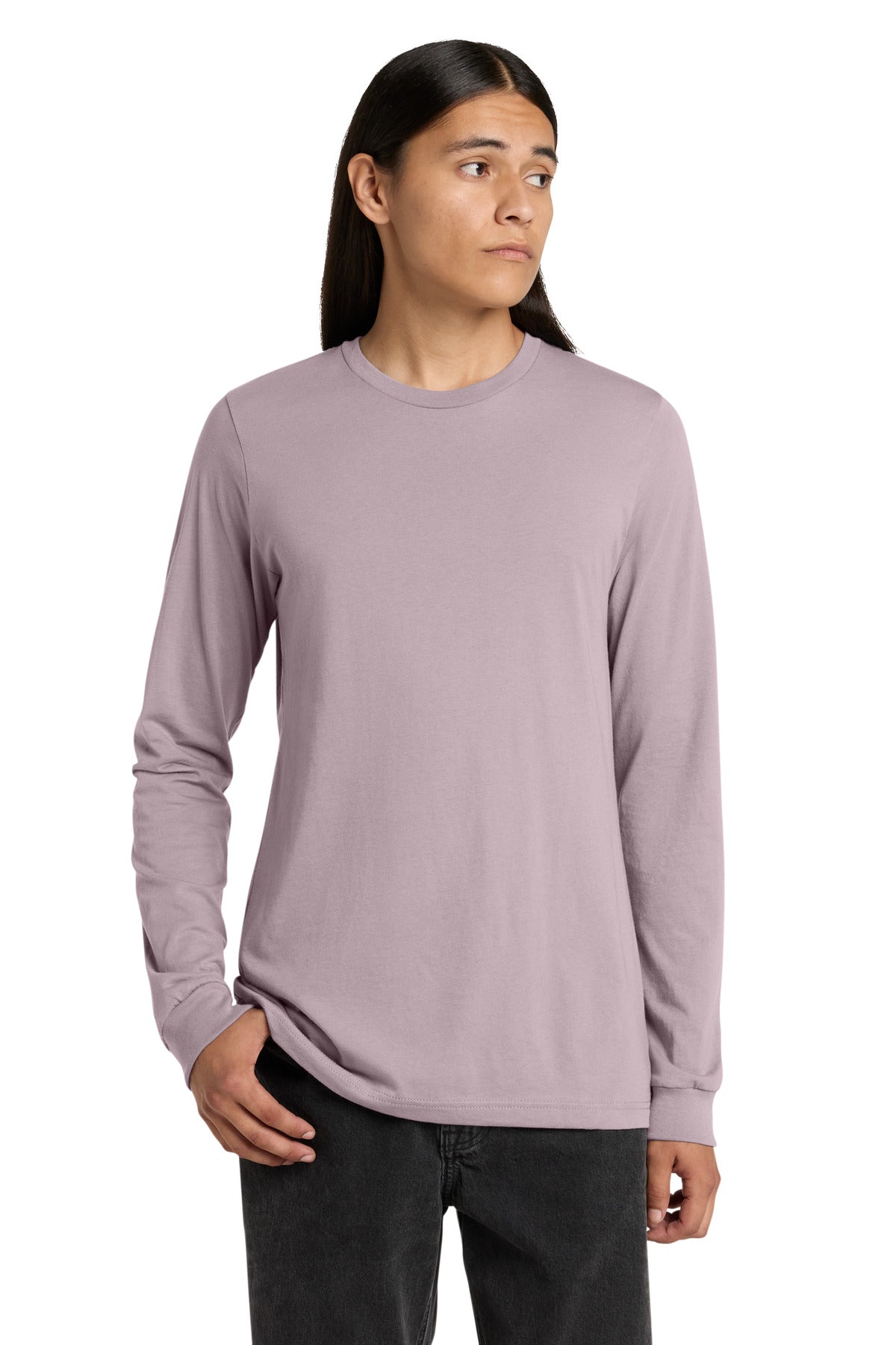 Front View of LtViolet BELLA+CANVAS Unisex Jersey Long Sleeve Tee. BC3501 plain