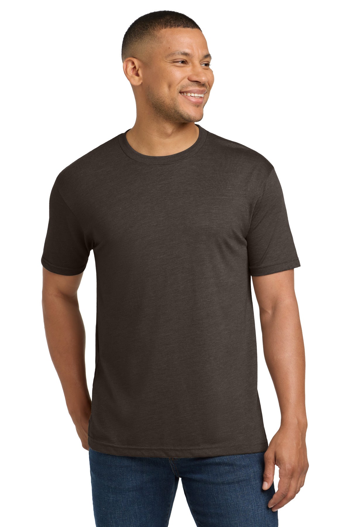 Front View of Macchiato Next Level Apparel Adult Tri-Blend Tee. NL6010 plain