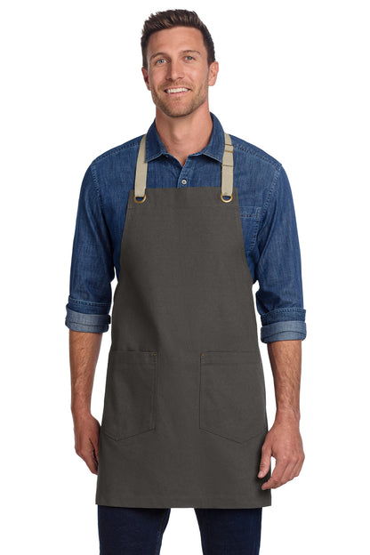 Front View of Magnet/Stn Port Authority Canvas Full-Length Two-Pocket Apron A815 plain