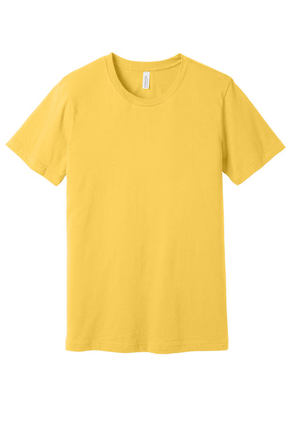 Front View of Maize Yellow BELLA+CANVAS Unisex Jersey Short Sleeve Tee. BC3001 plain