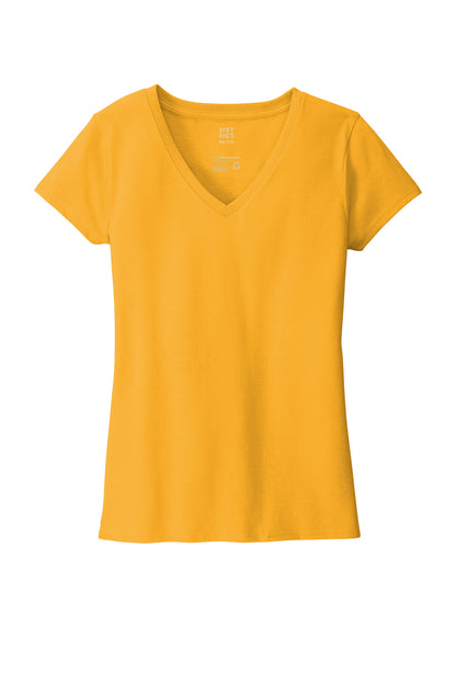 Front View of Maize Yellow District Women's Re-Tee V-Neck DT8001 plain