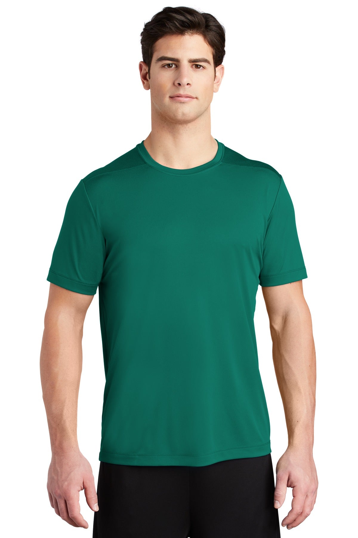 Front View of Marine Green Sport-Tek Posi-UV Pro Tee. ST420 plain