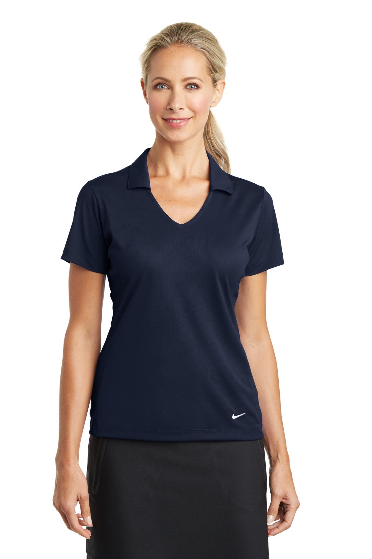Front View of Marine Nike Women's Dri-FIT Vertical Mesh Polo. 637165 plain