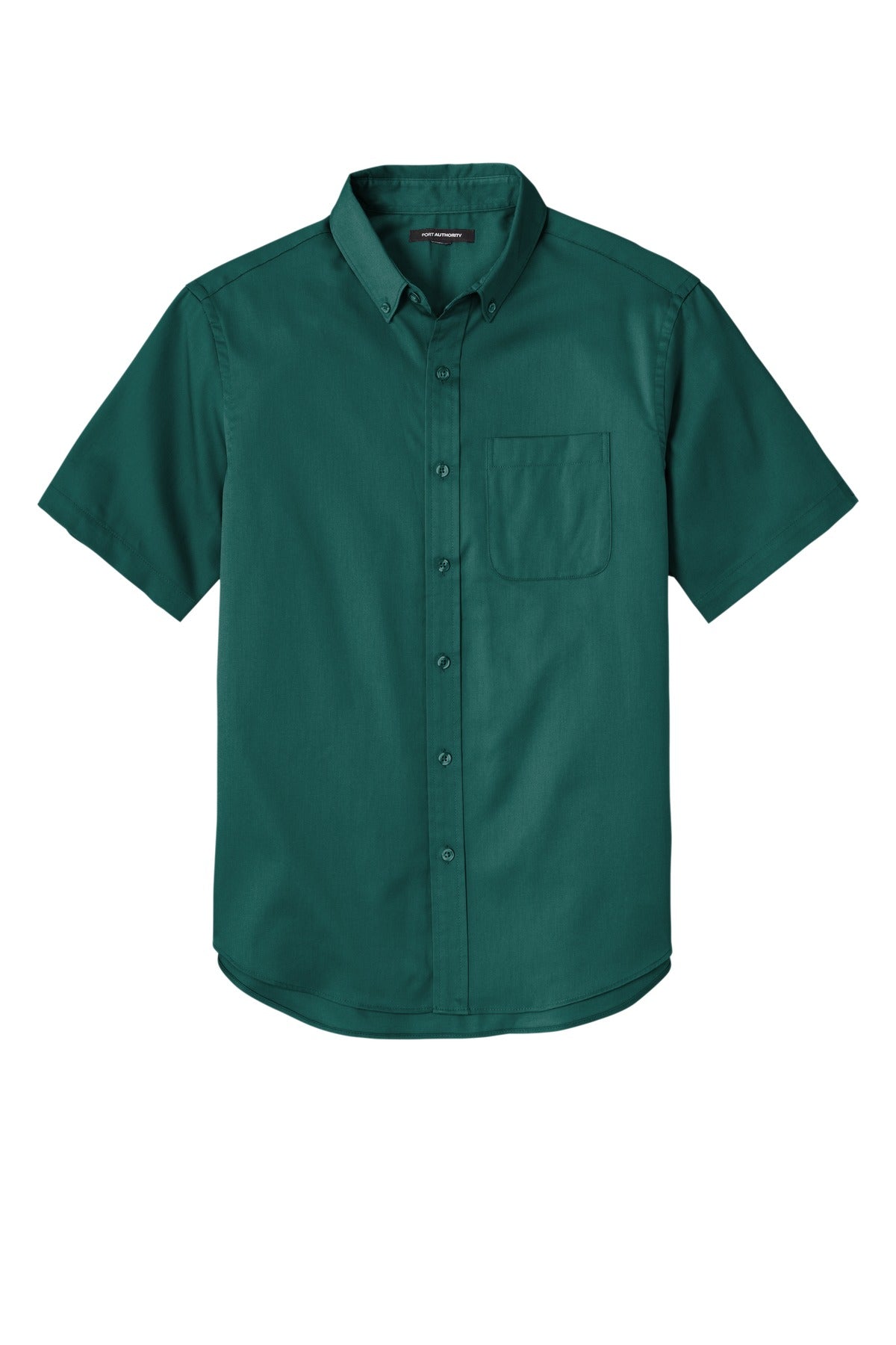 Front View of MarineGrn Port Authority Short Sleeve SuperPro React Twill Shirt. W809 plain