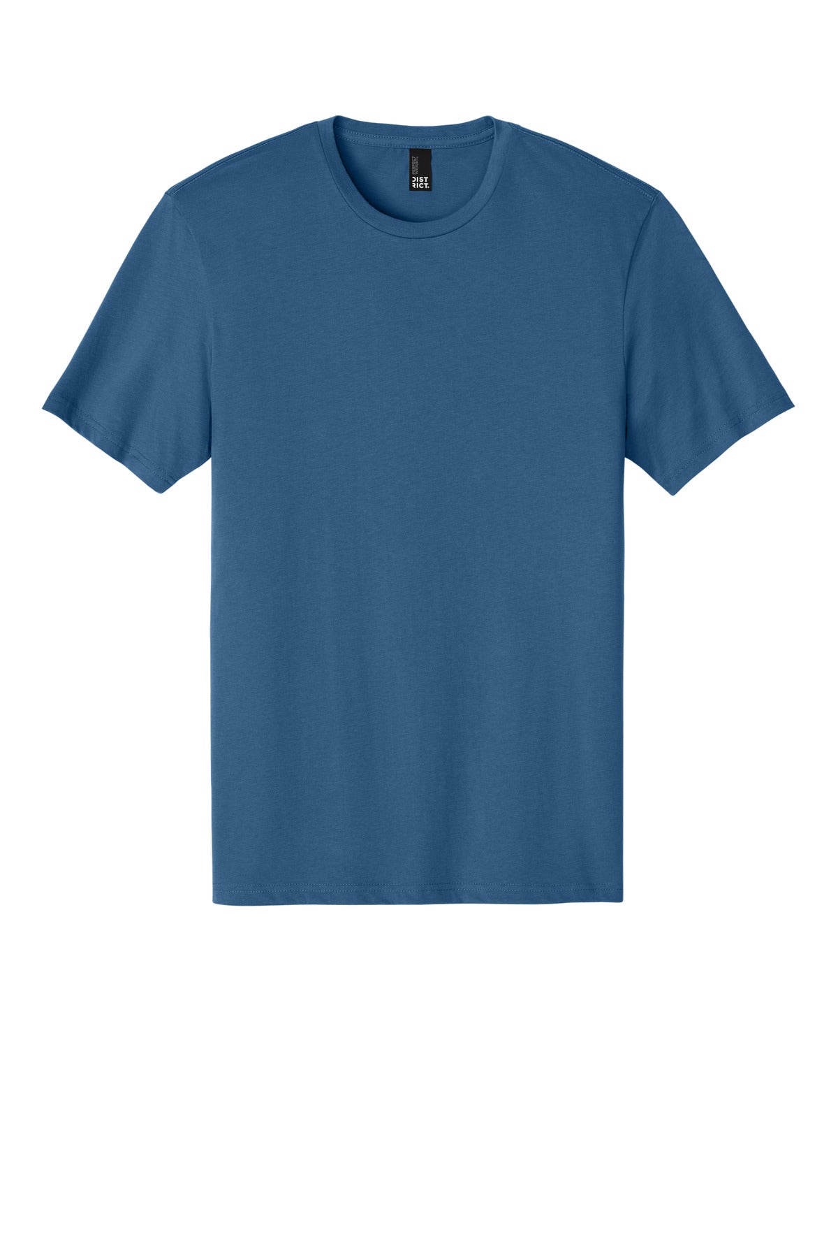 Front View of Maritime Blue District Perfect Weight Tee. DT104 plain