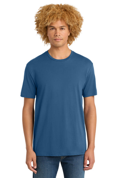 Front View of Maritime Blue District Perfect Weight Tee. DT104 plain