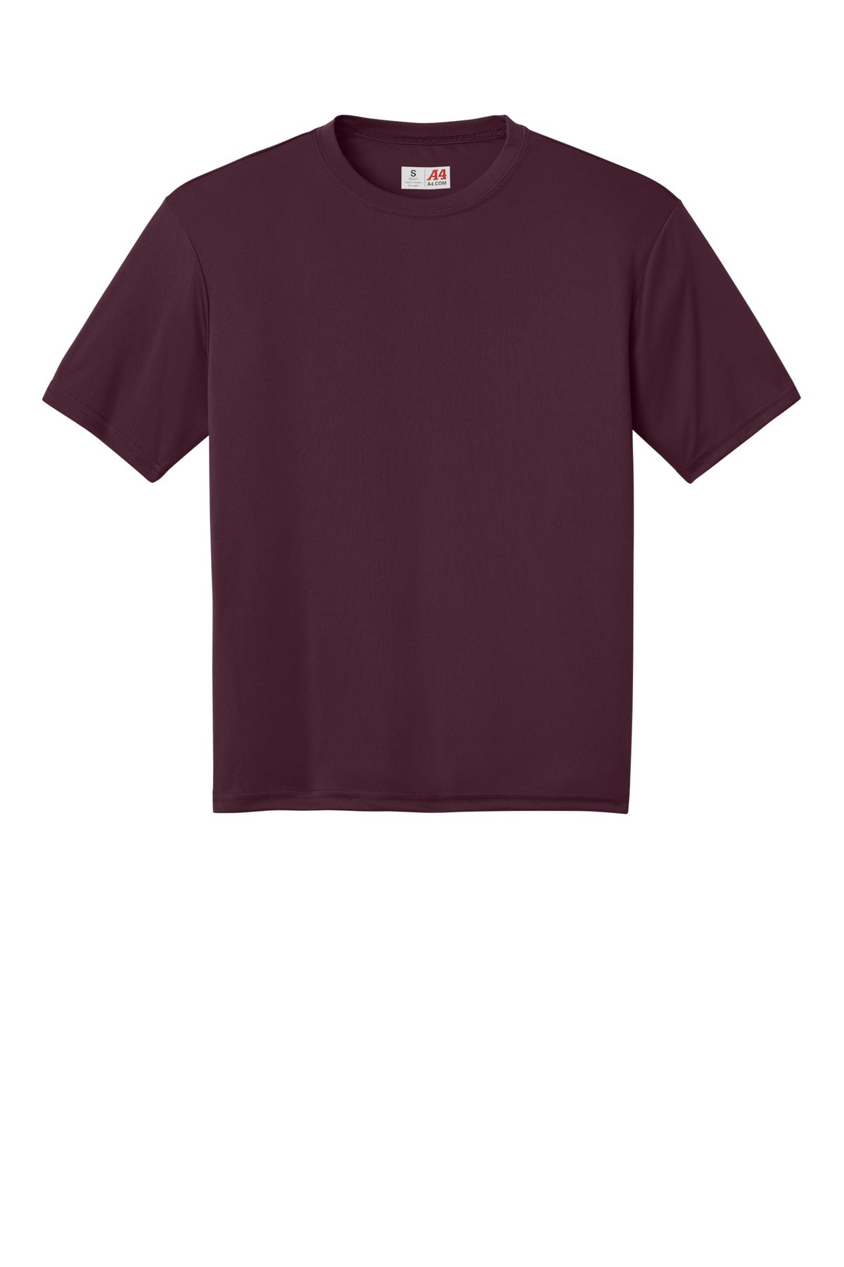 Front View of Maroon A4 Cooling Performance Short Sleeve Tee A4N3142 plain